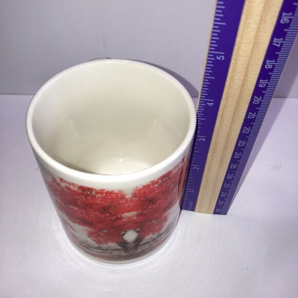 Paris France Eiffel Tower Coffee Mug Cup Couple Red Umbrella Red Blooms on Tree - Picture 5 of 6